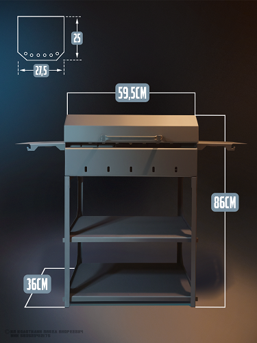 Мангал-гриль с крышкой 3мм